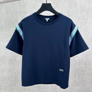 Loewe Navy Logo Tee with Stripe Detail